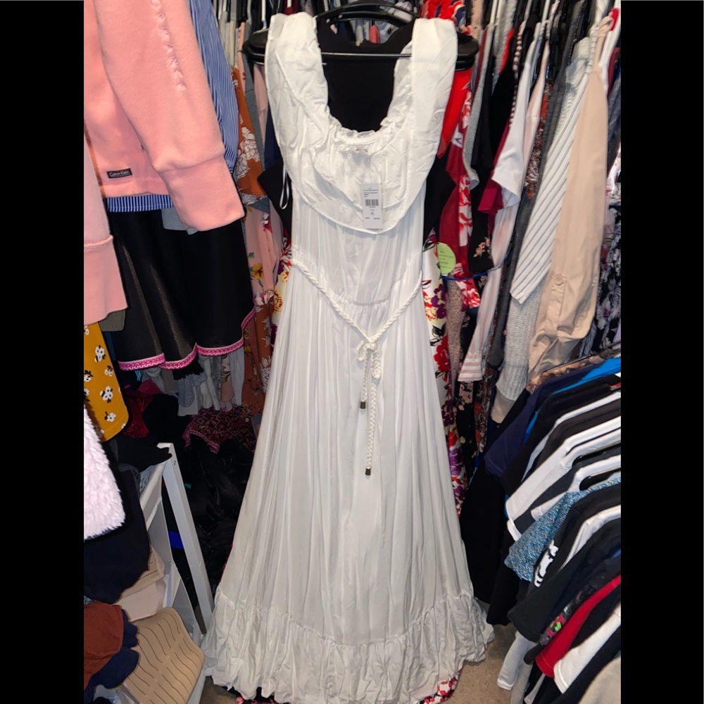White off the shoulder maxi dress